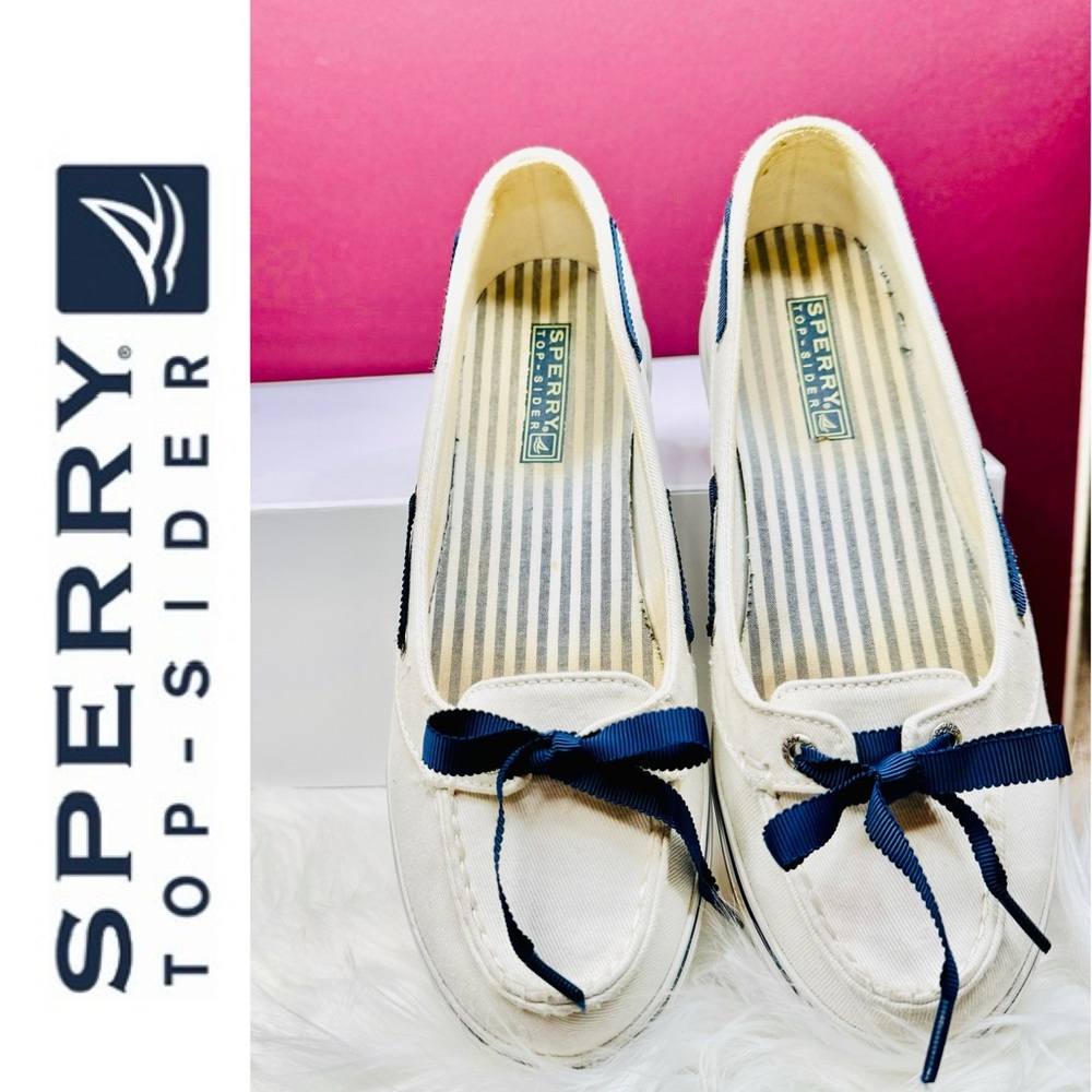 { Sperry} : “Hailey” Canvas Bow Slide Sneakers